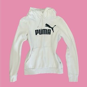 PUMA Women's White Pullover Hoodie w/ Black Logo